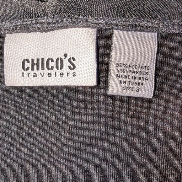 Chicos Travelers 3 Piece Set Black Cardigan Tank Pants Womens Size 3 Large XL - Picture 7 of 11